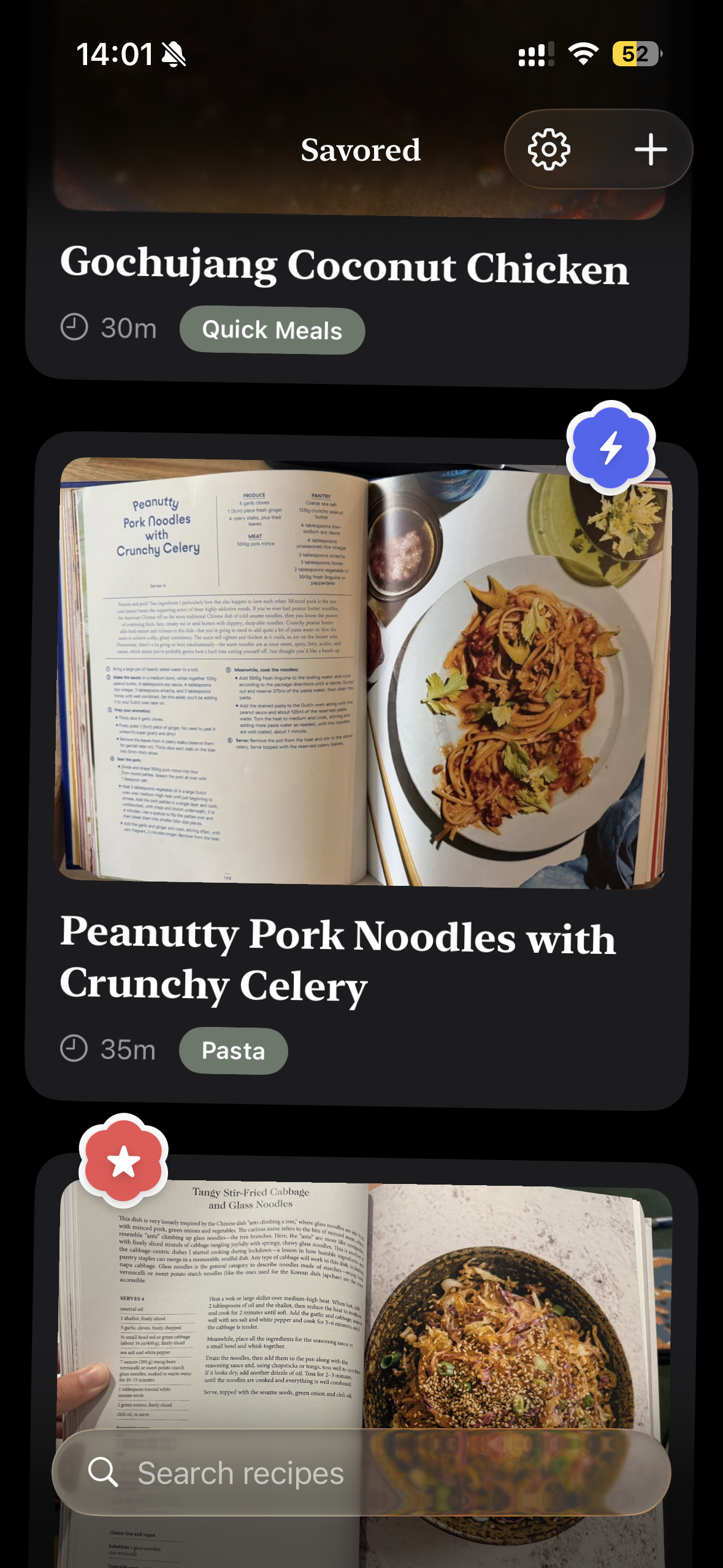 Savored app — recipe feed